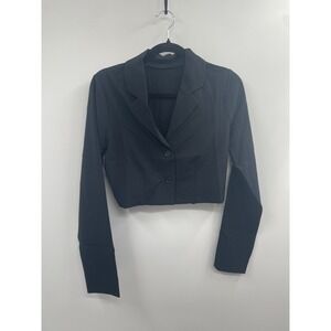 NWT Mixify by Weissman Crop Suit Blazer Women's Medium Black Long Sleeve Preppy